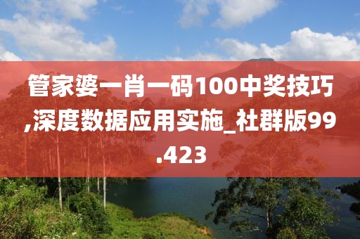 管家婆一肖一码100中奖技巧,深度数据应用实施_社群版99.423