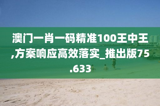 澳门一肖一码精准100王中王,方案响应高效落实_推出版75.633