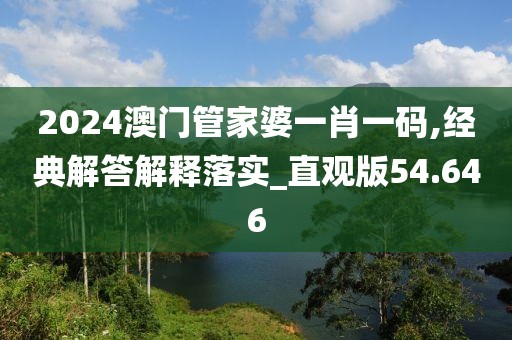 2024澳门管家婆一肖一码,经典解答解释落实_直观版54.646