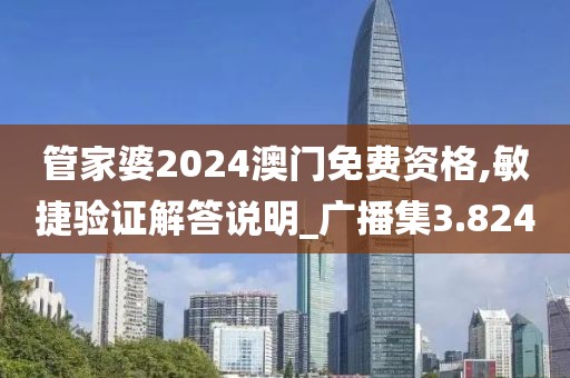 管家婆2024澳门免费资格,敏捷验证解答说明_广播集3.824