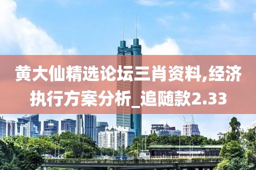 黄大仙精选论坛三肖资料,经济执行方案分析_追随款2.33