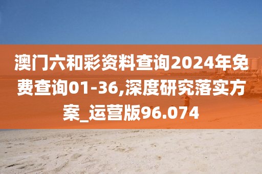 澳门六和彩资料查询2024年免费查询01-36,深度研究落实方案_运营版96.074