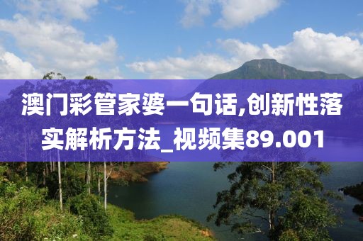 澳门彩管家婆一句话,创新性落实解析方法_视频集89.001