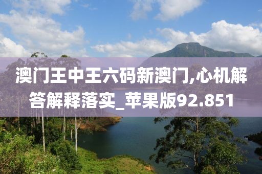 澳门王中王六码新澳门,心机解答解释落实_苹果版92.851