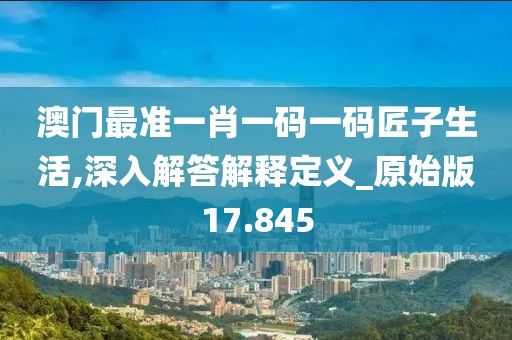 澳门最准一肖一码一码匠子生活,深入解答解释定义_原始版17.845