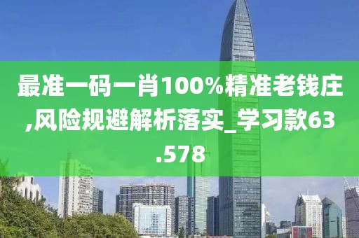 最准一码一肖100%精准老钱庄,风险规避解析落实_学习款63.578