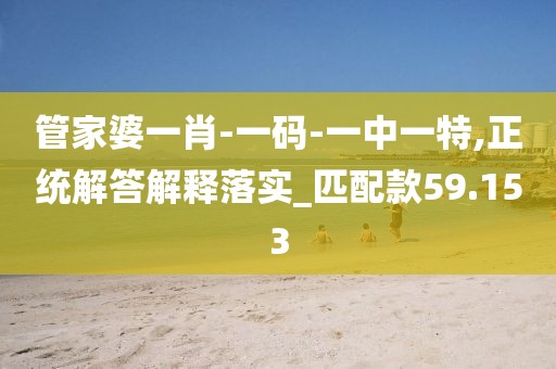 管家婆一肖-一码-一中一特,正统解答解释落实_匹配款59.153