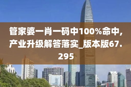 管家婆一肖一码中100%命中,产业升级解答落实_版本版67.295