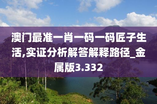 澳门最准一肖一码一码匠子生活,实证分析解答解释路径_金属版3.332