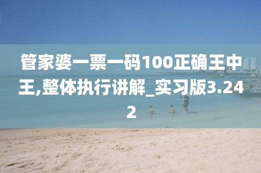 管家婆一票一码100正确王中王,整体执行讲解_实习版3.242