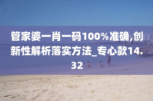 管家婆一肖一码100%准确,创新性解析落实方法_专心款14.32