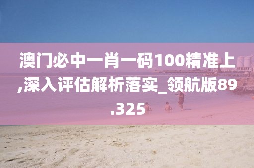澳门必中一肖一码100精准上,深入评估解析落实_领航版89.325