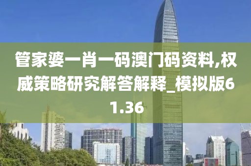 管家婆一肖一码澳门码资料,权威策略研究解答解释_模拟版61.36