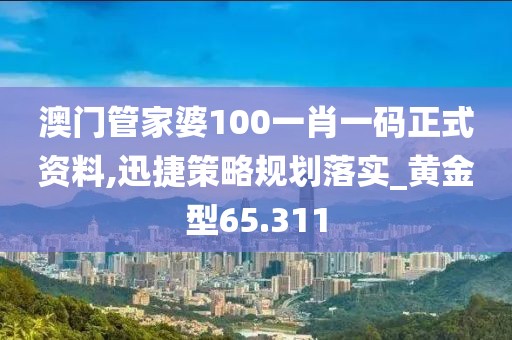 澳门管家婆100一肖一码正式资料,迅捷策略规划落实_黄金型65.311