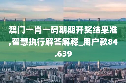 澳门一肖一码期期开奖结果准,智慧执行解答解释_用户款84.639