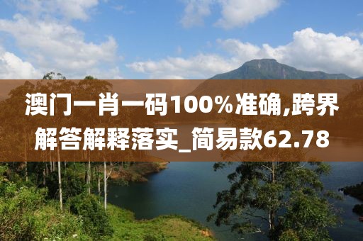 澳门一肖一码100%准确,跨界解答解释落实_简易款62.78
