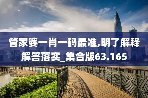 管家婆一肖一码最准,明了解释解答落实_集合版63.165