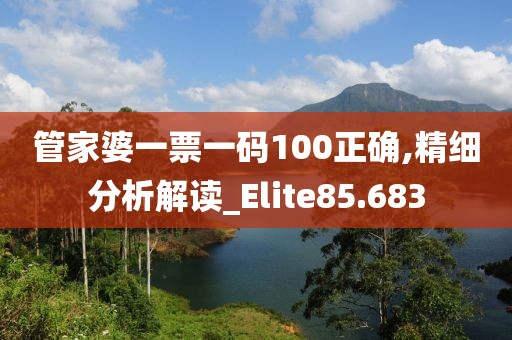 管家婆一票一码100正确,精细分析解读_Elite85.683