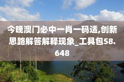 今晚澳门必中一肖一码适,创新思路解答解释现象_工具包58.648
