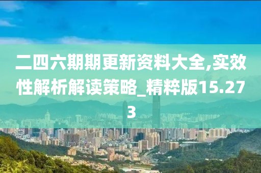 二四六期期更新资料大全,实效性解析解读策略_精粹版15.273