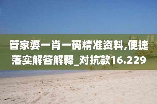 管家婆一肖一码精准资料,便捷落实解答解释_对抗款16.229