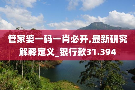 管家婆一码一肖必开,最新研究解释定义_银行款31.394