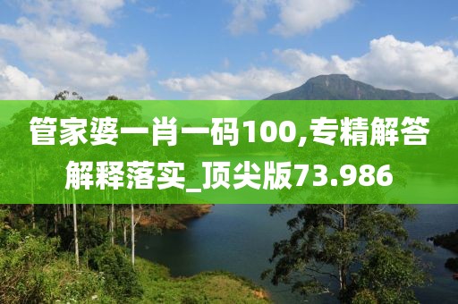 管家婆一肖一码100,专精解答解释落实_顶尖版73.986