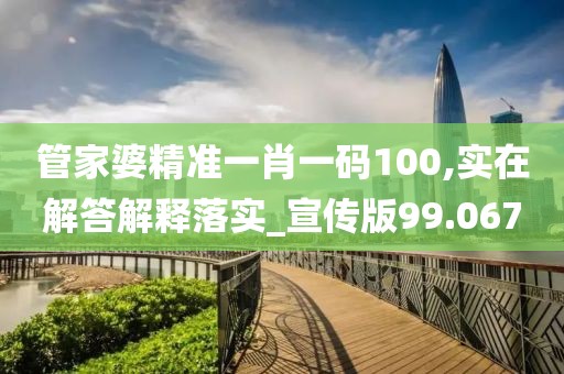 管家婆精准一肖一码100,实在解答解释落实_宣传版99.067