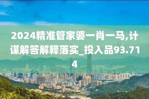 2024精准管家婆一肖一马,计谋解答解释落实_投入品93.714