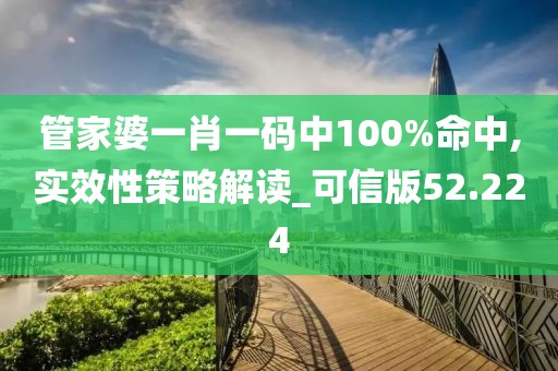 管家婆一肖一码中100%命中,实效性策略解读_可信版52.224