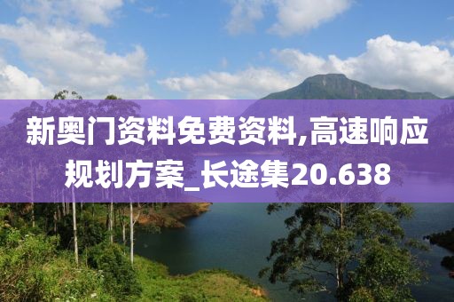 新奥门资料免费资料,高速响应规划方案_长途集20.638