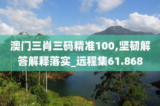澳门三肖三码精准100,坚韧解答解释落实_远程集61.868