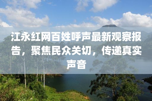 江永红网百姓呼声最新观察报告，聚焦民众关切，传递真实声音