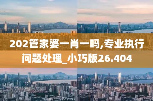 202管家婆一肖一吗,专业执行问题处理_小巧版26.404