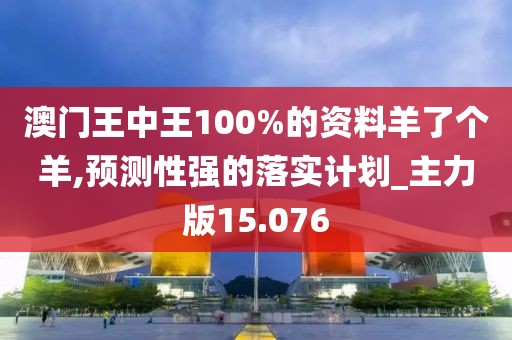 澳门王中王100%的资料羊了个羊,预测性强的落实计划_主力版15.076