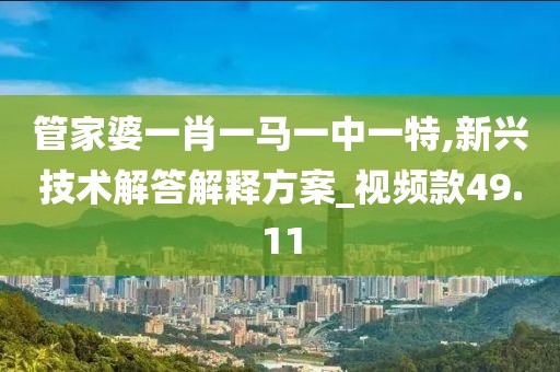 管家婆一肖一马一中一特,新兴技术解答解释方案_视频款49.11