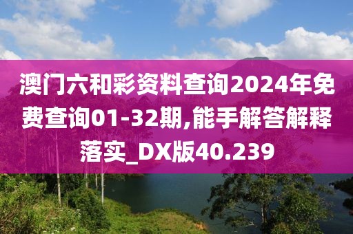 澳门六和彩资料查询2024年免费查询01-32期,能手解答解释落实_DX版40.239
