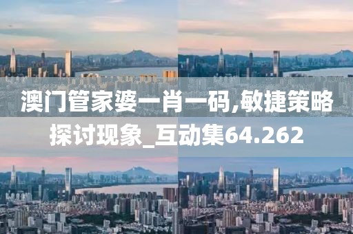 澳门管家婆一肖一码,敏捷策略探讨现象_互动集64.262