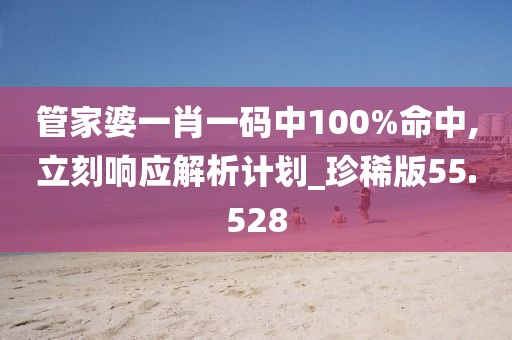 管家婆一肖一码中100%命中,立刻响应解析计划_珍稀版55.528