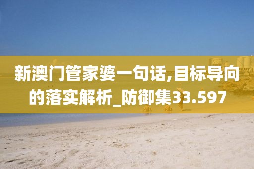 新澳门管家婆一句话,目标导向的落实解析_防御集33.597