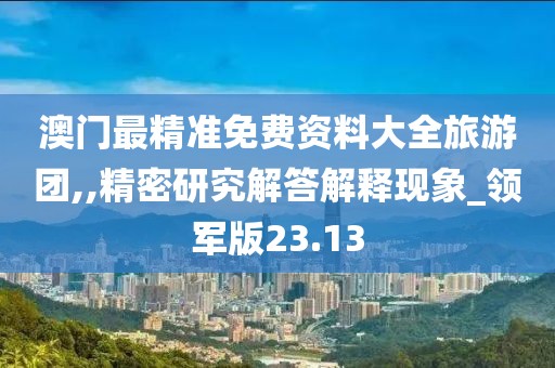 澳门最精准免费资料大全旅游团,,精密研究解答解释现象_领军版23.13
