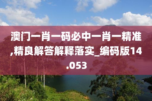 澳门一肖一码必中一肖一精准,精良解答解释落实_编码版14.053
