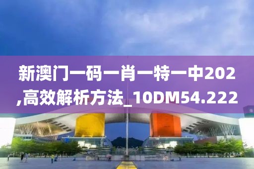 新澳门一码一肖一特一中202,高效解析方法_10DM54.222