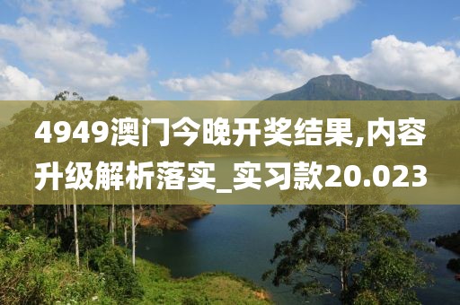 4949澳门今晚开奖结果,内容升级解析落实_实习款20.023