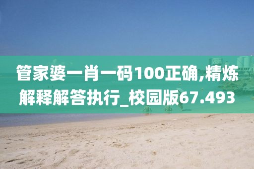 管家婆一肖一码100正确,精炼解释解答执行_校园版67.493