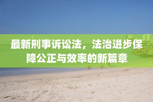 最新刑事诉讼法，法治进步保障公正与效率的新篇章