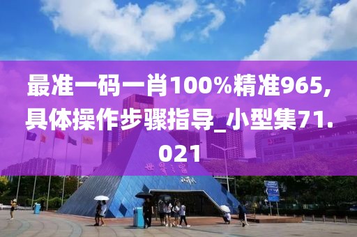 最准一码一肖100%精准965,具体操作步骤指导_小型集71.021