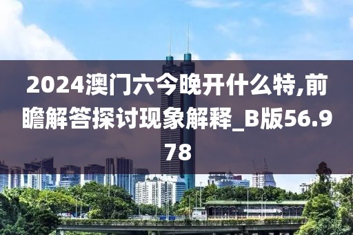 2024澳门六今晚开什么特,前瞻解答探讨现象解释_B版56.978