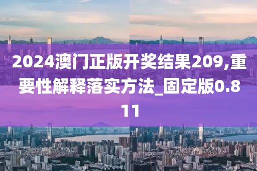 2024澳门正版开奖结果209,重要性解释落实方法_固定版0.811