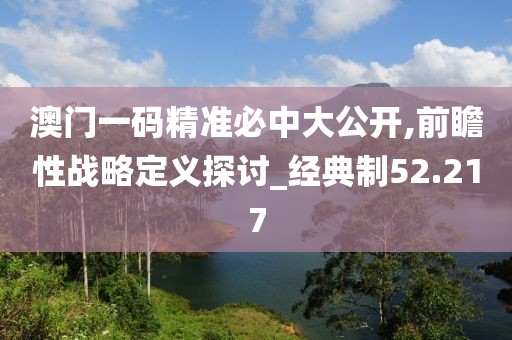 澳门一码精准必中大公开,前瞻性战略定义探讨_经典制52.217